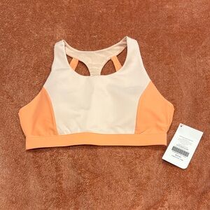 Fabletics Orange and Cream Sports Bra